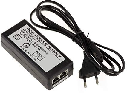 KALEA-INFORMATIQUE Alimentatore esterno POE Power Over Ethernet da 220V a 24V 1A. Iniezione + sui fili 4 e 5 e - sui fili 7 e 8. Ingresso e uscita RJ45.