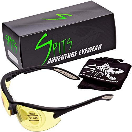 Spits Eyewear MAGshot Magnifying Hunting Shooting Safety Glasses Black Frame (Lens color: Yellow, Magnifier: 1.75)