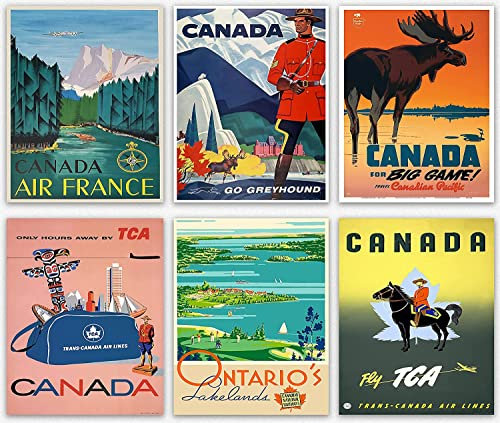 Canada Set of 6 Famous Travel Tableau Decoration Murale Salon - Ontario Toronto Quebec City Minimalist Wall Decor Home Canadian Art Idee Cadeau Modern Canada Deco Chambre (29.7cm x 41.9cm (A3))