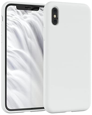 EAZY CASE Premium Silikon Handyhülle kompatibel mit iPhone X/XS Slimcover mit Kameraschutz und Innenfutter, Silikonhülle, Schutzhülle, Bumper, Handy Case, Hülle, Softcase, Weiß