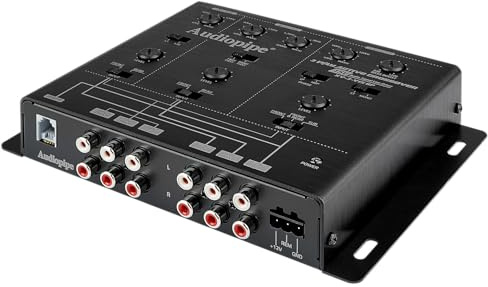 Audiopipe 3-Way Active Crossover with Bandpass Filter (XV-3-V15BP), Multiplier Switch, Compact, Power LED Indicator, Subwoofer Bass Boost, Custom Installation, Remote Bass Knob