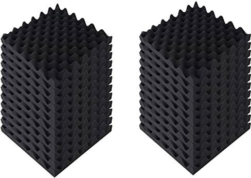 Schwarz Schaumstoff-Dämmplatten, noppenschaumstoff 5cm dick, 30x30cm Akustikschaumstoff Schall, Schwarz, Schaumstoffmatte für Podcasts, Büros, Fernsehzimmer