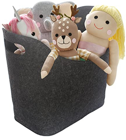 Aufbewahrungskorb aus Filz - Filzkorb für Spielzeug Aufbewahrung - Allzweckkorb für den Alltag - 45 x 24 x 40 cm - Perfekter Einkaufskorb, Holzkorb, Wäschekorb, Aufbewahrungsbox und mehr (Schwarz)