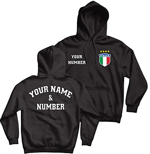 lepni.me Felpa con Cappuccio da Calcio Personalizzata | Hoodie con Il Tuo Nome e Numero | Italia Calcio 2026
