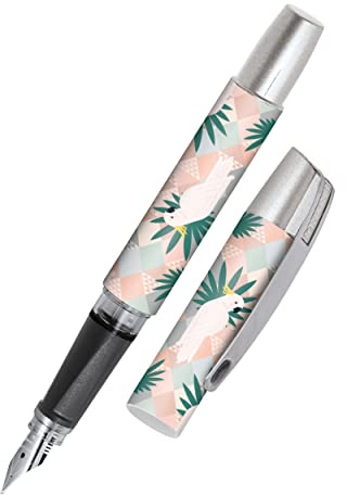 Online Füller Campus Papageien , Tinten-Füller mit ergonomischem Griffstück , Standard-Tintenpatronen , Füllhalter mit hochwertiger Feder , Iridiumfeder medium , für Schule, Uni, Vielschreiber