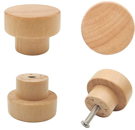 Bmgop 10PCS Wood Dresser Knobs Round Wooden Cabinet Drawer Pulls 35mm
