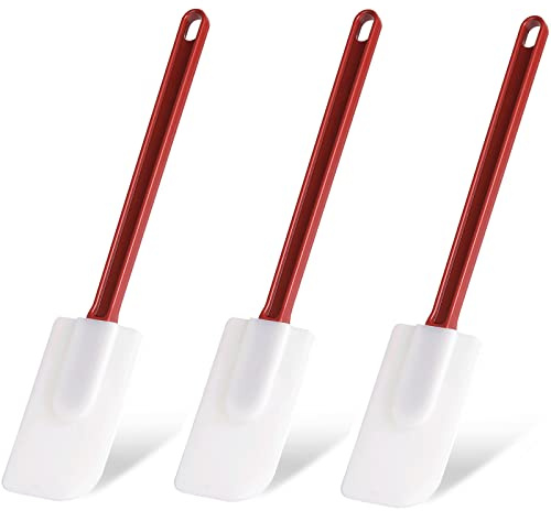 3 PCS Commercial Grade Heat Resistant Silicone Spatulas, 9.5-Inch Rubber Spatulas for Baking, Nonstick & BPA-Free