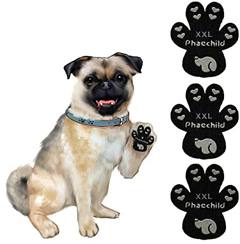 Phaechild Anti-Rutsch Hunde Pfotenschutz,von Ausrutschen auf rutschigen Böden,ungiftig,Brace für schwache Pfoten Hundeschuhe Hundesocken 80 Stücke Schwarz XXL