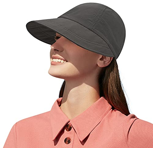 Clape Wide Brim Sun Hat Women Sun Visor Cap Waterproof UV Protection Summer Hat Baseball Cap for Beach Safari Golf Black DWH01
