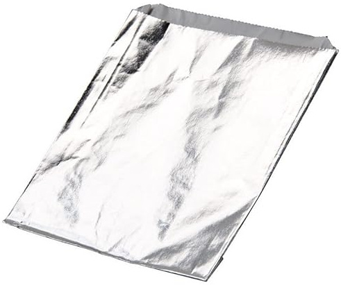 ANGEL’S PEEL LOUNGE Insulated Aluminum Foil Hamburger Bags - Precut Tin Foil Wraps For Burgers, Sandwiches, Hot Dogs, Heavy Duty Non Stick Grease-Resistant Food Wrapping, 6” x 11/8” x 61/2 100 PACK