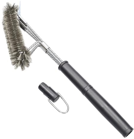 Sillar Grillbürste Edelstahl, Grillrost Bürste Langer Griff, Dreireihigen Edelstahlborsten, Geeignet für Emaillierte Stahl- und Gussroste sowie Edelstahlroste
