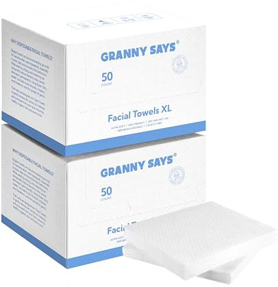 GRANNY SAYS Toallitas Faciales Desechables XL - 100 Unidades para Desmaquillante y Limpieza Cara, Clean Towels
