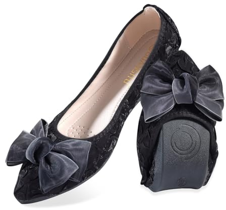 MACHSWON Womens Ballet Flats Sparkly Comfortable Casual Pointed Toe Bow-Knot Slip on Wedding Ballerina Dressy Flats Shoes Women