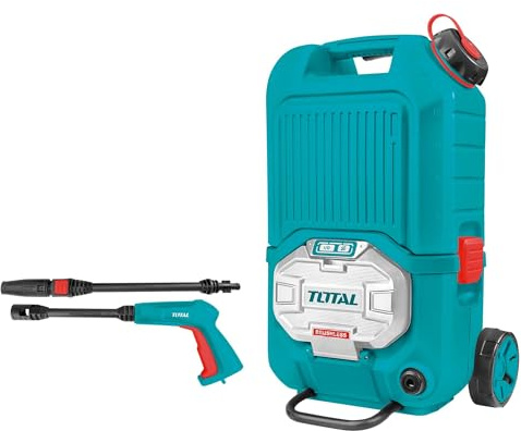 TOTAL - Nettoyeur Haute Pression à Eau sur Batterie - Puissance : 80V - 80 Bar - Tuyau de 5 Mètres - Débit : 4 l/Min - 3 Vitesses - Accessoires et Tuyau - Batteries et Chargeur Non Inclus
