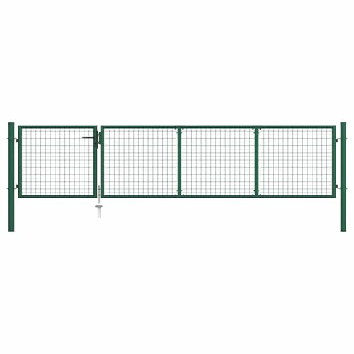 Gartentor Stahl, robustes Gartenzauntor mit Schloss, 350 x 125 cm, Stahl, für Garten und Terrasse