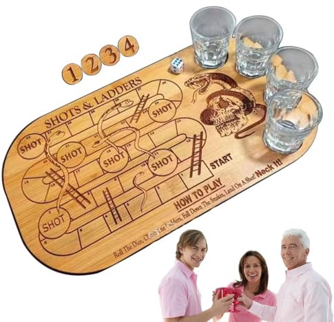 Kaxenig Shots & Ladders Drinking Game, Snakes And Ladder Drinking Board Game For Adults, Snakes And Ladders Dice Game, Drinking Board, Drinking Games For Adults