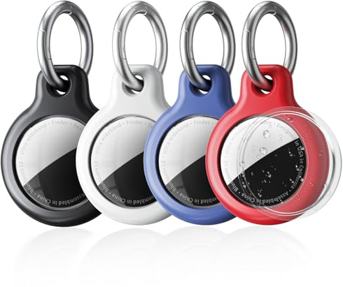 SPGUARD 4-pack hänge för repskydd, vattentätt fodral för med rostfritt stål nyckelring, Case Cover med frontskydd, PC skyddsfodral för