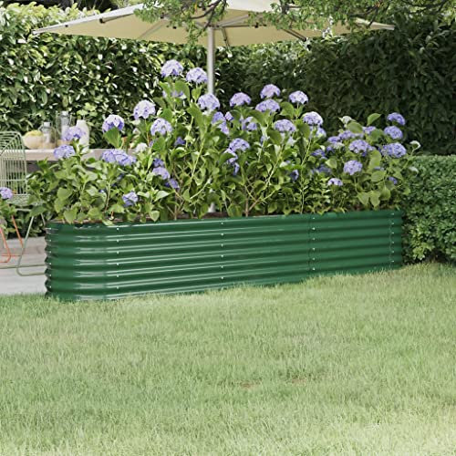 LAPOOH Hochbeet Pulverbeschichteter Stahl 224x40x36 cm Grün, Palettenrahmen, Hochteich, Gemüsebeet, Kräuterregal Balkon, Blumenbeet, Kräuterspirale, Tomatenbeet, Pflanzhochbeet - 318873