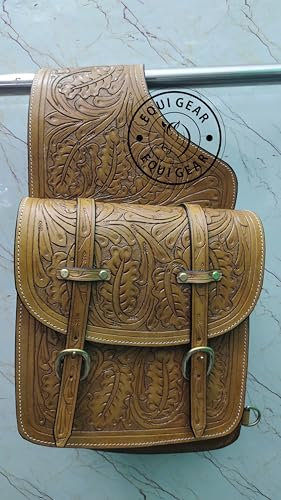 EQUIGEAR Western-Leder-Satteltasche für Pferde | Reitvergnügen Wanderritt geeignet für Reiten und Fassrennen | Satteltasche mit verstellbarem Riemen GRÖSSE: 10X10X3 SA-61