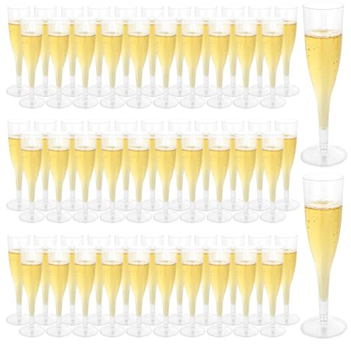 VIDETOL 90 Stück Sektgläser Plastik, 184 ml Sektgläser Kunststoff, Wiederverwendbare Champagner Gläser, Stapelbare Weingläser Plastik für Hochzeiten, Geburtstage, Partys, Picknicks