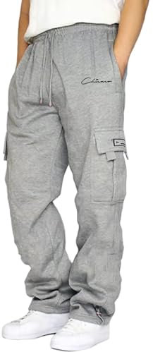 SRZYMJ Herren Hose Stretch Übergröße Freizeithose Sommer Leicht XXXL Graue Jogginghose Baggy Outdoorhose Langgröße Cargohose Chino Hose Stoffhose Trainingshose Sporthose Lang Trekkinghose GY1 3XL