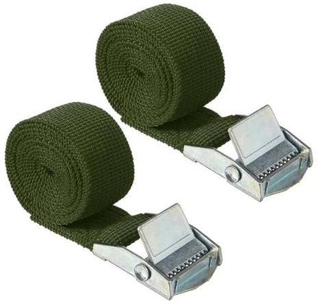 OZDYT 2 Teile/Satz 1m x 25mm Auto Gepäck Tasche Ladung Zurrgurt Zink-Legierung Zink Nylon Auto Spannung Seil binden Strap Starke Ratsche Gürtel(Green)