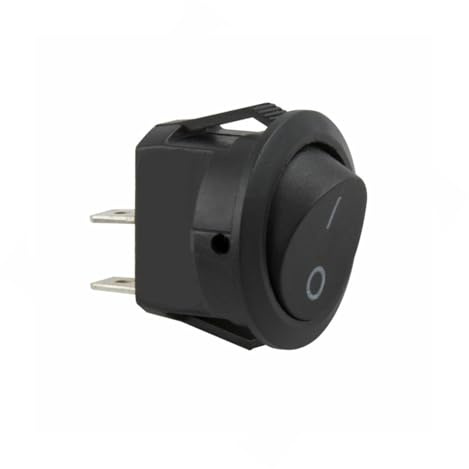 Interruptor empotrable 6A, 23mm, redondo; para controlar dispositivos eléctricos en instalaciones domésticas o comerciales.