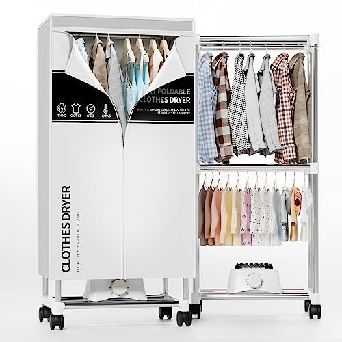 Kiseely Clothes Dryer, Portable Drying Machine with Timer, 60inch Laundry Drying Wardrobe with Large Capacity, Electric Dryer/Rack for Home | Appartments (Grey VD1)