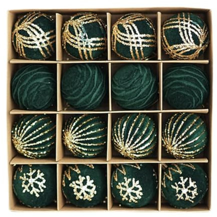 MagiDeal 16 x Weihnachtskugeln, Christbaumschmuck, Christbaumkugeln, DIY-Basteldeko, Christbaumschmuck für Zuhause, Jahrestag, Valentinstag, Dunkelgrün