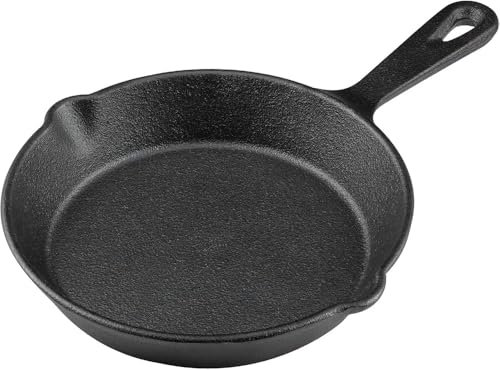 RCJCQSR 6/8/10Inch Cast Iron Skillet, Pre-seasoned Oven Safe Cookware, Frying Pan with Drip-Spouts, Camping Indoor and Outdoor Cooking, Grill Safe, Restaurant Chef Quality(Size:8inch)
