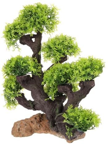 BUGUUYO Künstlicher Bonsai Baum Für Aquarium Kunststoffpflanze Dekoration Von Fischbecken Und Aquarien Langlebig Und Farbecht Geeignet Für Süß Und