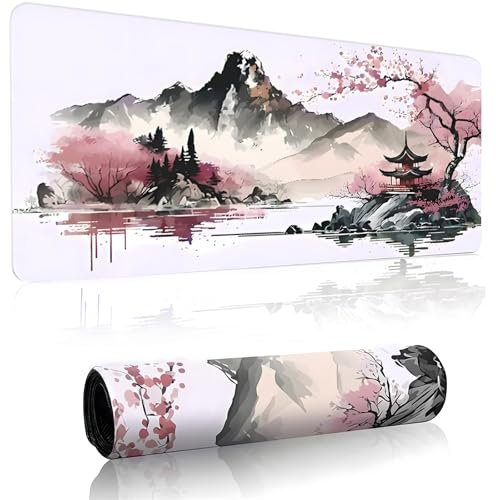 Gaming Mouse Pad, 80x30cm Extra Large Computer Keyboard Mouse Mat Desk Pad Waterproof, Stitched Edges Mousepad, Anti-Skid Rubber Base, Soft and Durable, for Office, Home Computers (Plum Mouse Pad