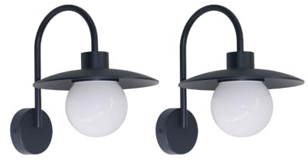 LUXULA 2 Stück Wandleuchte mit Schirm E27, IP54, Schwarz, Zeitloses Design | E27 Fassung, Innen und Außen, Aluminium, LED Außenleuchte, Wandlampe, Wegbeleuchtung für Garten und Terrasse