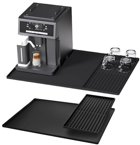 YOZAIUUI Large Silicone Coffee Mat - 60 x 40 cm Machine Tray | Non Slip Heat Resistant Counter Protector with Raised Edges for Kitchen Countertops or Dish Drying