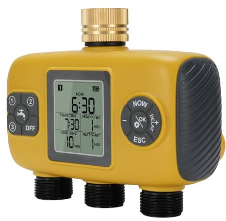 Sprinkler -Timer, 3 Zone Unabhängige Programmierbare Wassertimer für Gartenschlauch, 3 -Ausgangs -Wasserhahn -Timer Automatisches Wasserversorgungssystem mit Regenverzögerung