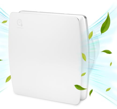 Eikuavons 150 mm Badlüfter mit Feuchtigkeitssensor & Rückstauklappe timer, Wandventilator mit Anti-Rückschlagventil Abluftventilator Weiß Dunstabzug für Küche, Keller und Dusche
