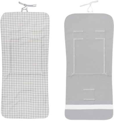 Danielstore Colchoneta Silla Paseo Universal | 80x39cm, 100% algodón | Reversible, transpirable, adaptable, fácil de colocar | Comodidad y protección para bebé (Gris animales)