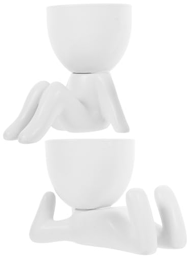 FUNOMOCYA Maceta de Cerámica para Suculentas con Forma de Figura, 2 Piezas
