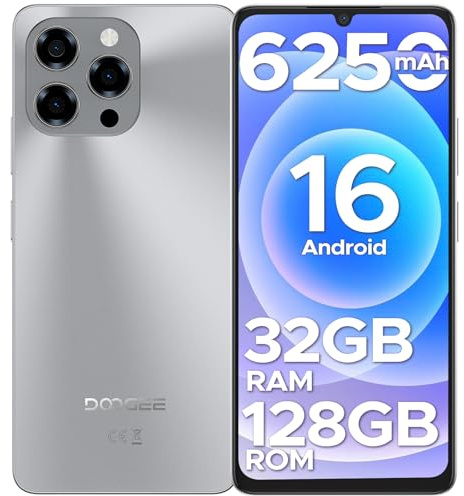 DOOGEE Note 58 Smartphone Pas Cher Android 16,32 Go RAM+128 Go ROM/TF 2TB Telephone Portable Pas Cher,6250mAh Telephone,Unisoc T7250 Smartphone,6.75 HD,16MP+8MP,NFC/Widevine L1/4G SIM/Face ID/OTG