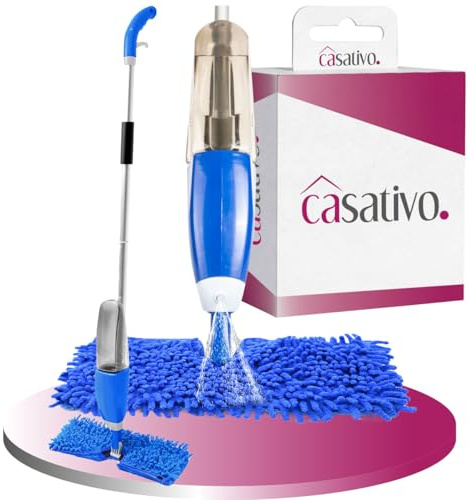 Casativo Praktischer 2 in 1 Bodenwischer nass-trocken mit Sprühfunktion, FastSwap, Wassertank 700 ml, 180°-Schwenkkopf, inkl. 2 Wischtüchern
