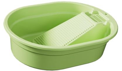 YWJLQH Washboard Basin Washtub Tool Space Saving Wash Basin Scrubbing Board for Laundry Dormitory Hand Washing Home Household, Green