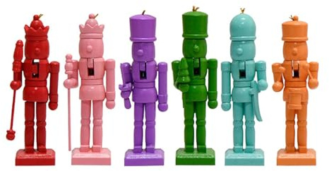 Juego de 6 coloridos cascanueces de madera muñecas colgantes adornos de árbol de Navidad adornos festivales decoraciones para el hogar figuras de madera