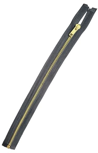 Metall - Reißverschluss Gold-Messing Reißverschlüsse teilbar 5mm MG_322 (schwarz, 41cm)