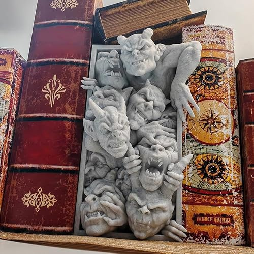 3D Printed Gargoyle Bookend, Marble-Style Gothic Shelf Decor (Gothic Gargoyle)