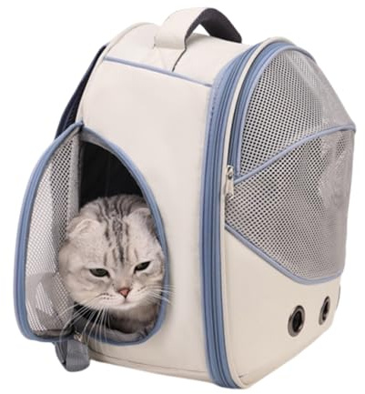 Katttransportlåda, andningsbar husdjursväska med reptålig design, halkfri resväska för valpar, katttransportlåda, lätt material, enkel att bära, djurtillbehör för promenader