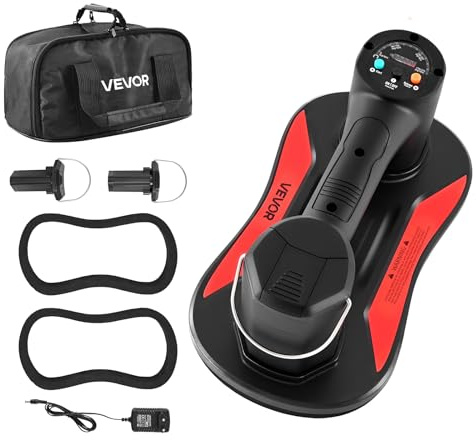 VEVOR Ventosa Eléctrica de Vacío 1 Pieza Capacidad de Carga Máx. 170 kg, Ventosa de Elevación con Pantalla Digital Mango ABS, 2 Baterías de 1500 mAh, Elevador de Succión para Cristal Granito Azulejos