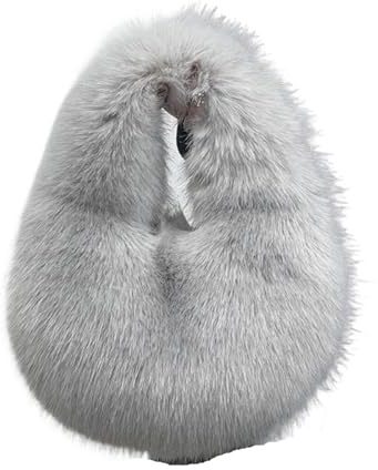 ZUGLQYSX Hårig Tote Väska Mjuk Plysch Halvmåne Axelväska Fuskpäls, Fluffig, Damväska, Vinter, Festväska, Casual, Grå, Taglia unica