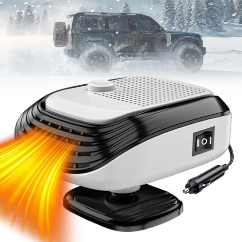Auto Heizung 12V 150W, 2026 Neu Heizlüfter Auto Zigarettenanzünder, Standheizung Ventilator mit Drehung Windschutzscheiben Entfroster Demister Zusatzheizung für 12/24V, LKWs, SUV, Van (24V Weiß)