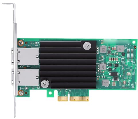 VELATEMOR Tarjeta de Red PCIE de 10Gb con Controlador, Puertos RJ45 Duales de 100Mbps a 10Gbps, PCIE 3.0 X4, Soporte para VMware, con Perfil Bajo
