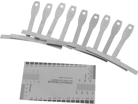 Beavorty Set da 10 Righelli per Calibro Raggio Sottocorda Chitarra, Misuratore Azione Corde Scala Nitida, Strumenti Compatto per Liutaio e Riparazione Strumenti Musicali